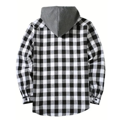 Spring Autumn Men Hoodie Sweatshirt Classic Plaid Casual Button Hooded Long Sleeve coat Double Pockets Hoodie men cardigan Tops