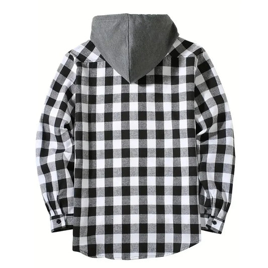Spring Autumn Men Hoodie Sweatshirt Classic Plaid Casual Button Hooded Long Sleeve coat Double Pockets Hoodie men cardigan Tops
