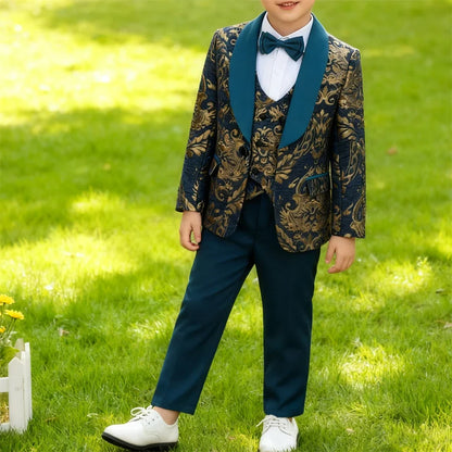 24H Ship Four Piece Suit Set for Toddler, Wedding Ring Boy Suit, Communion Party Dresswear Suit Jacket Pants Vest Bowtie