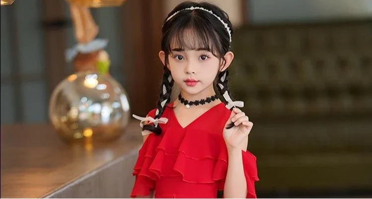 Fashion Chiffon Boho Girls Dresses Bohemian Beach Kids Clothing Vestido Girl Outfit Robe Fille Casual Maxi Children Dress Summer