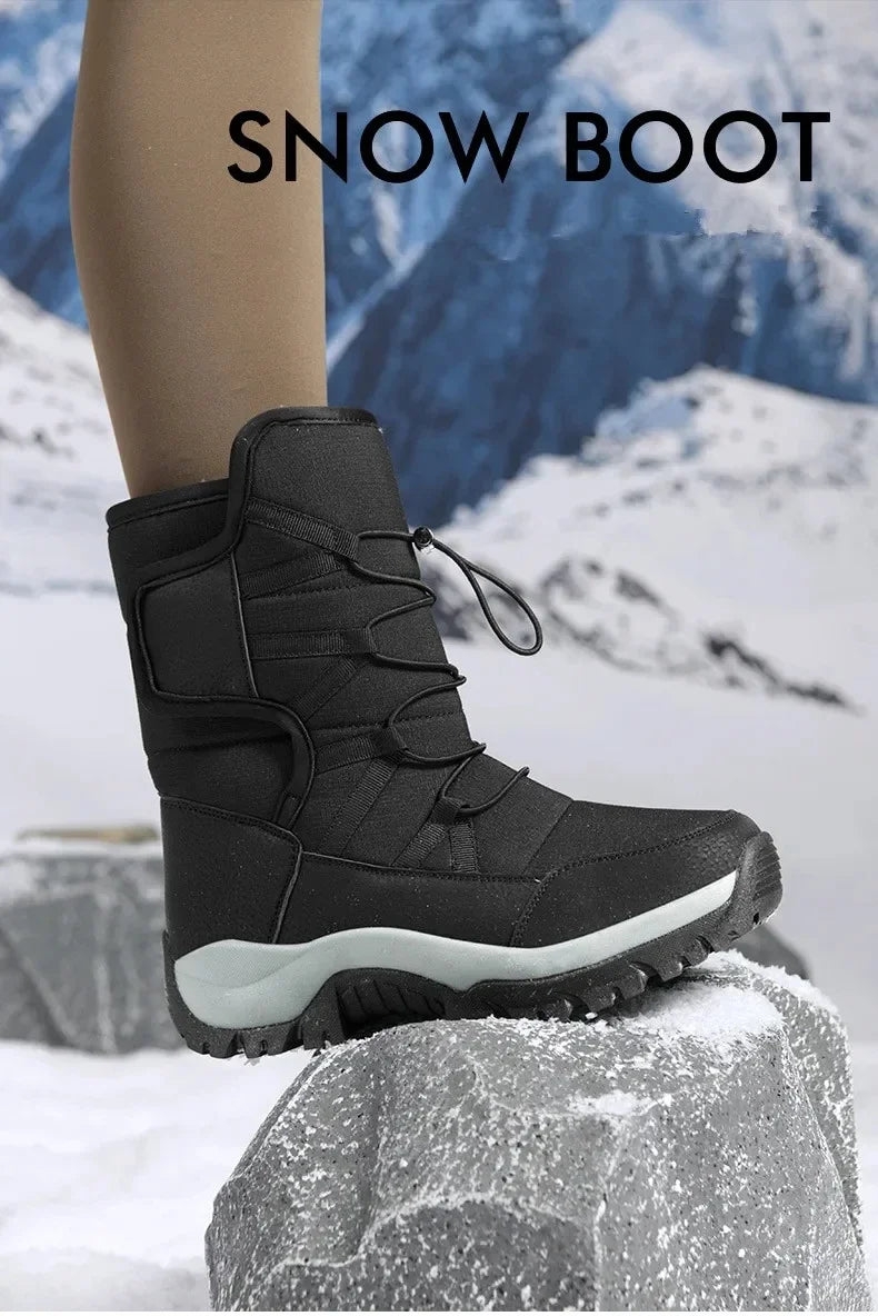 New Warm Men Plush Snow Boots High Top Winter Men's Boots Waterproof Winter Motorcycle Boots Outdoor Anti-Slip Men Hiking Boots
