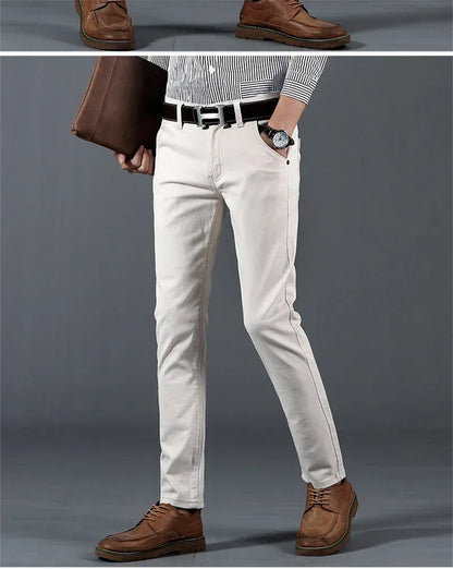 New Mens Spring Summer Business Casual Pants Fashion Cotton Soft Stretch Straight Classic Trousers Korean Solid Color Man Pants