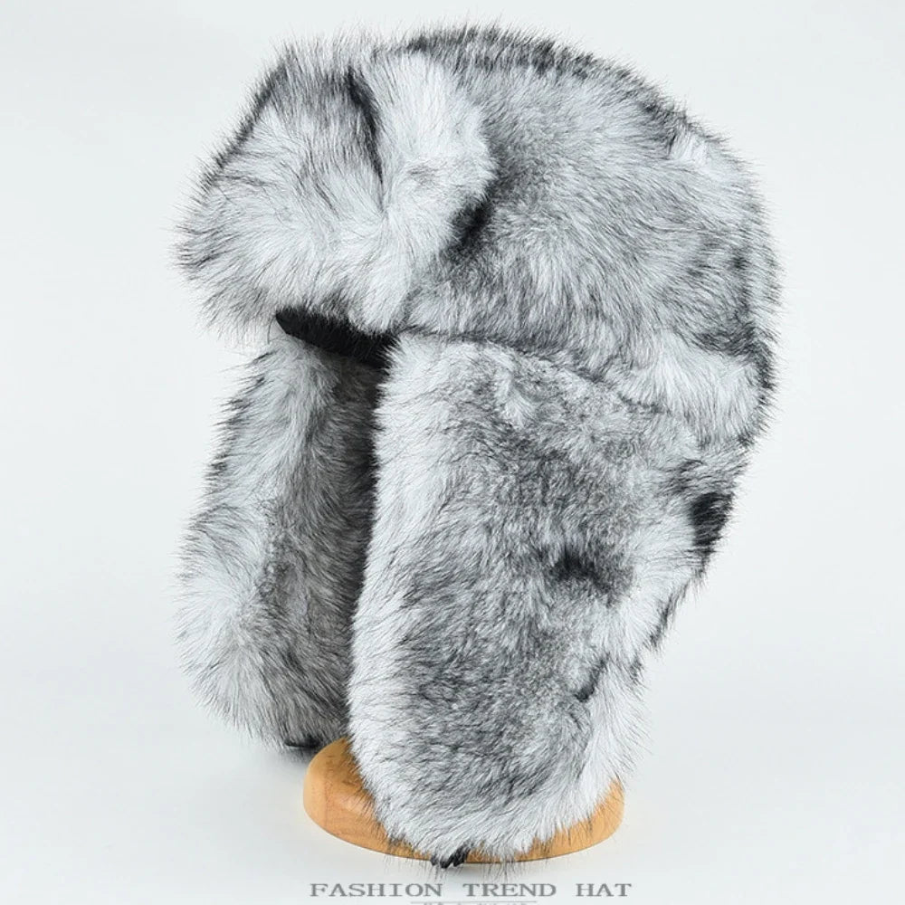 Bumper Hat Thick Warm Winter Fluffy Fur Hats for Men Women Windproof Snow Ski Earflap Cap Male Female Russian Hat Ushanka