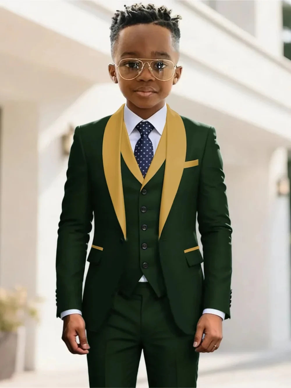 New Kids Suit Set 3 Pieces Wedding Ring Bearer Outfit Boys Handsome Shawl Lapel Tuxedo For Piano Peformance 2-20T