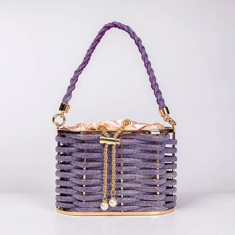 Handbag Shoulder Glitter Pearl Wedding Party Clutch Purse Diamonds Shiny Beading Evening Bag Crossbody Rhinestone Luxury Woman