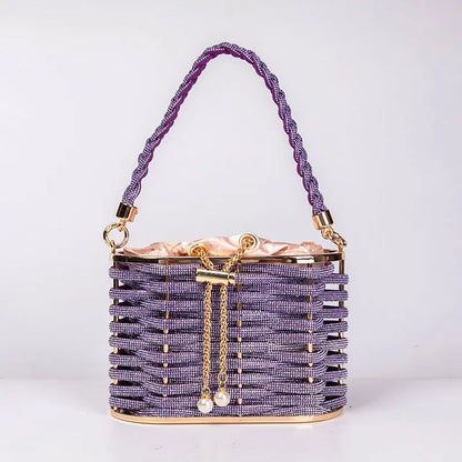 Handbag Shoulder Glitter Pearl Wedding Party Clutch Purse Diamonds Shiny Beading Evening Bag Crossbody Rhinestone Luxury Woman
