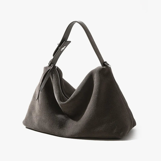 Genuine Leather Fashion Autumn Winter Boston Tote Soft Matte Suede Cow Leather Women's Handbag Shoulder Crossbody Bag For Women