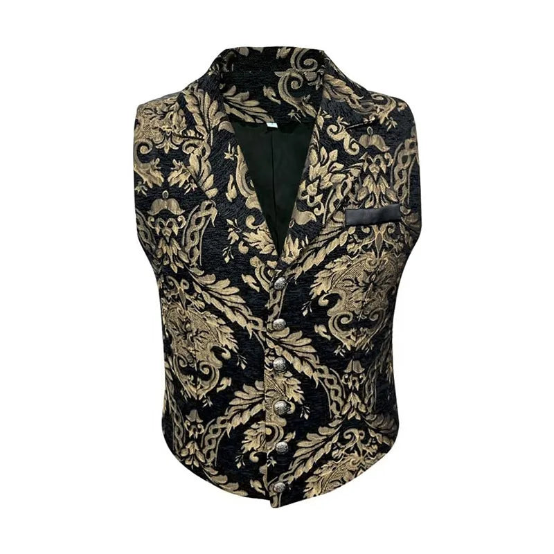 Four Seasons Men Suit Vest Contrast Color Printed Male Vest Slim Single-breasted Sleeveless Versatile Man Waistcoat