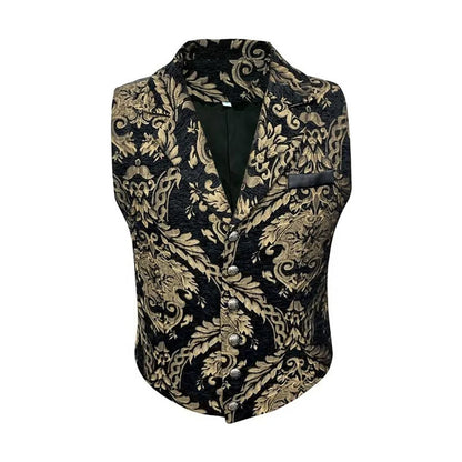 Four Seasons Men Suit Vest Contrast Color Printed Male Vest Slim Single-breasted Sleeveless Versatile Man Waistcoat