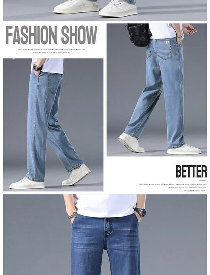 Business Jeans Men's Spring Thin Casual Straight Fashion Loose Brand Pants Comfortable Male Denim Trousers