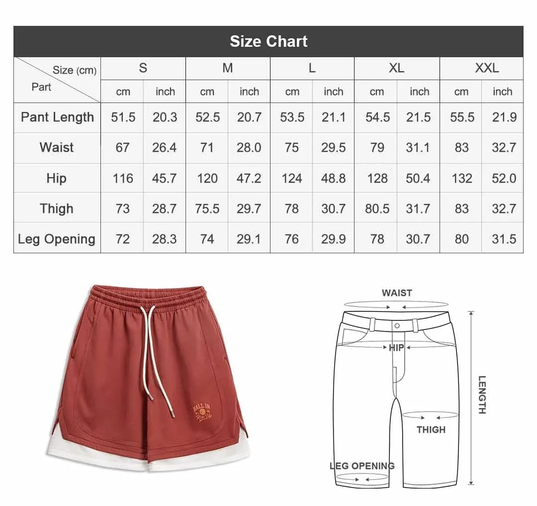 Men's American Retro Street Basketball Print Knit Sweat Shorts Breathable Loose 5 Inch Summer Daily Workout Pants Sports