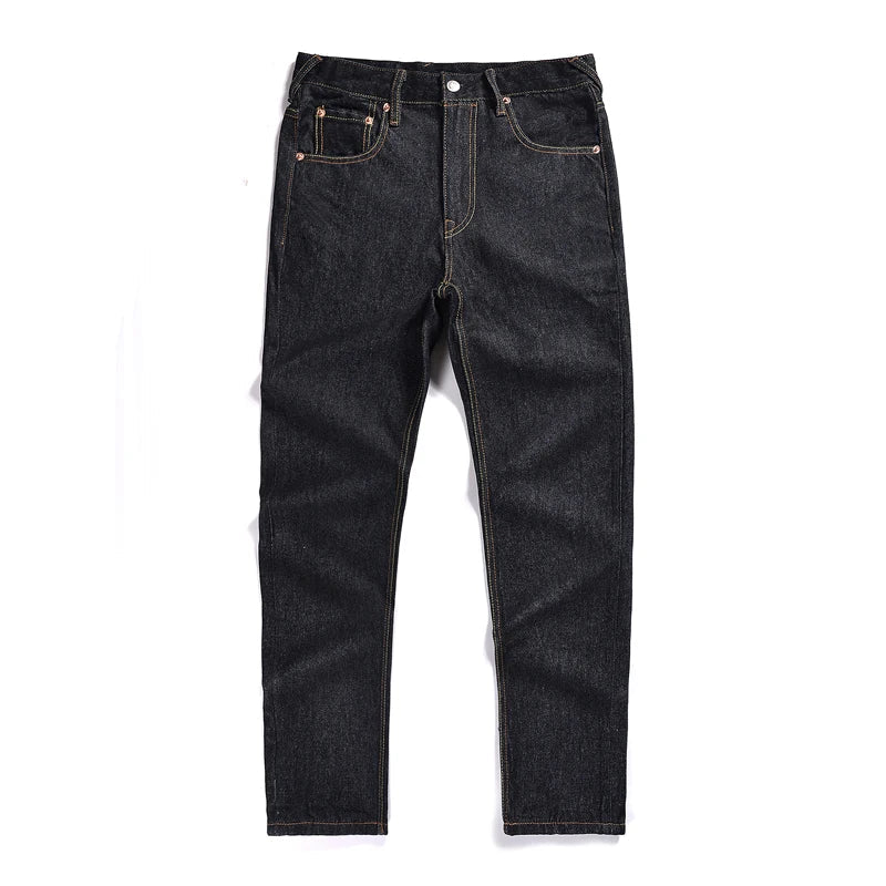 Japanese Handmade Embroidered Jeans Men's Pure Cotton Straight Tube Hip-Hop Popular Slim Red Ears Show Thin Trousers Devil Big M