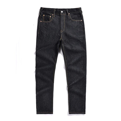 Japanese Handmade Embroidered Jeans Men's Pure Cotton Straight Tube Hip-Hop Popular Slim Red Ears Show Thin Trousers Devil Big M