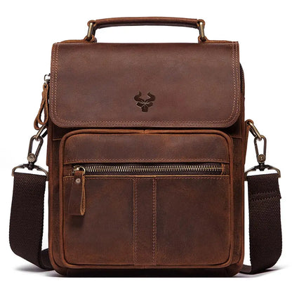 Genuine Leather Men's Shoulder Bag Luxury Work Business Messenger Bags Fashion Male Crossbody with Adjustable Straps