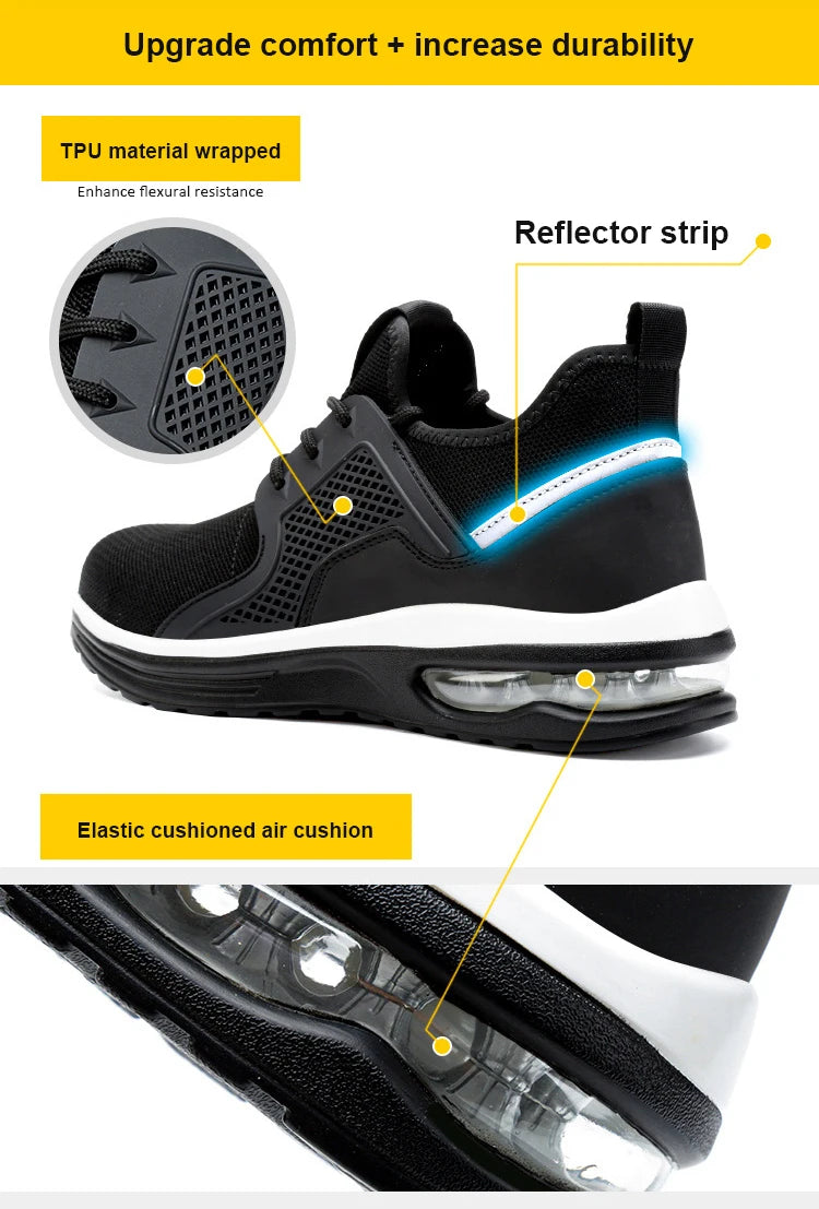 Steel Toe Safety Shoes Men Puncture Resistant Men's Work Shoes Lightweight Men Shoes Safety Bootss Men's Sports Shoes