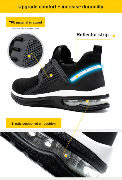 Steel Toe Safety Shoes Men Puncture Resistant Men's Work Shoes Lightweight Men Shoes Safety Bootss Men's Sports Shoes