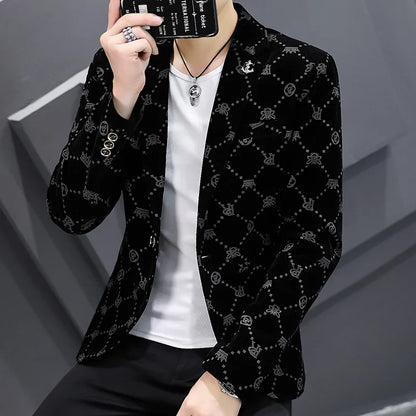Blazer New Men's Fashion Business Corduroy Gentleman Fit Shopping Outdoor Performance Wedding Banquet Casual Blazer