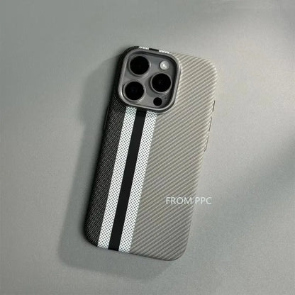 حافظة لهاتف آيفون 17 16 15 14 برو ماكس من ألياف الكربون بتصميم هندسي تجريدي، غطاء MagSafe، شحن مغناطيسي، واقي كاميرا Funda