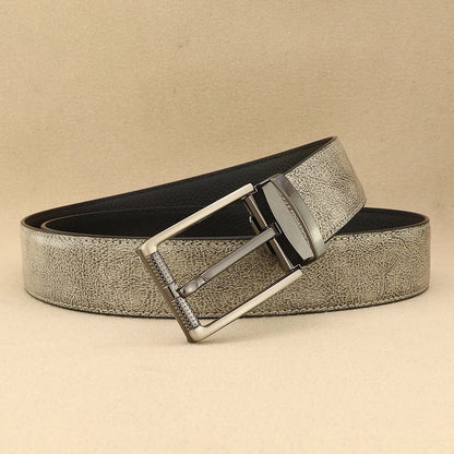 Designer Pin Buckle Gray Genuine Leather Men Belt Famous Brand Fashion Light  Luxury Strap Casual Young Cowboy Ceinture Homme