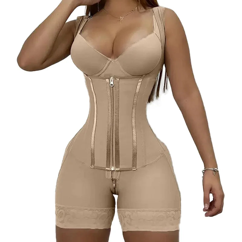 Fajas Shapewear Bodysuit Body Shaper Women 9-bone High Compression Girdles Double Tummy Control Full Body Open Crotch