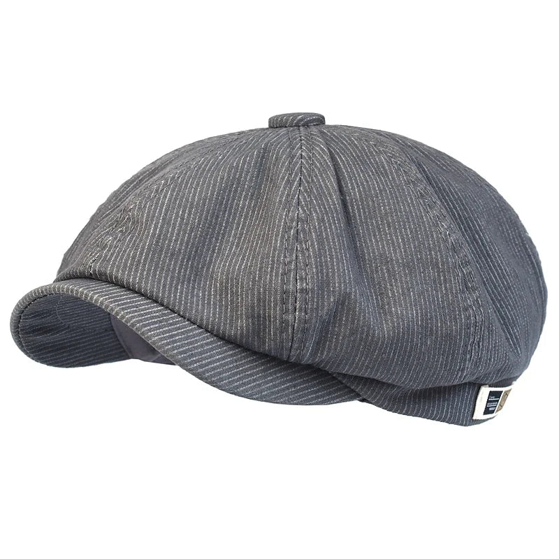 Stripe Newsboy Cap Peaky Casual Octagonal Hat Vintage Soft Berets Cap Visor Gatsby Flat Ivy Hat Four Seasons