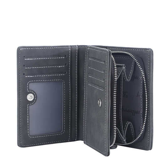 Nouveaux Portefeuilles en Cuir pour Homme Fermeture Éclair Haute Qualité Portefeuille Court Design Hipster Porte-Cartes de Crédit Inserts Porte-Monnaie Vintage