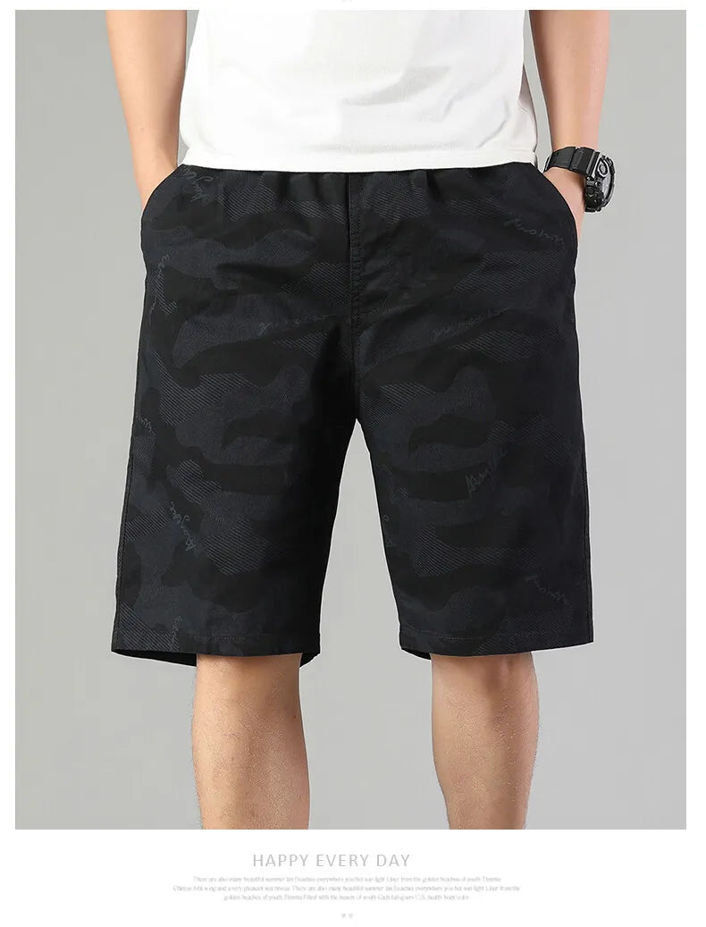 Men's Sweat Shorts Relaxed Fit Mens Cargo Shorts Casual Camo Shorts Drawstring Cotton Shorts Stretch Elastic Waist