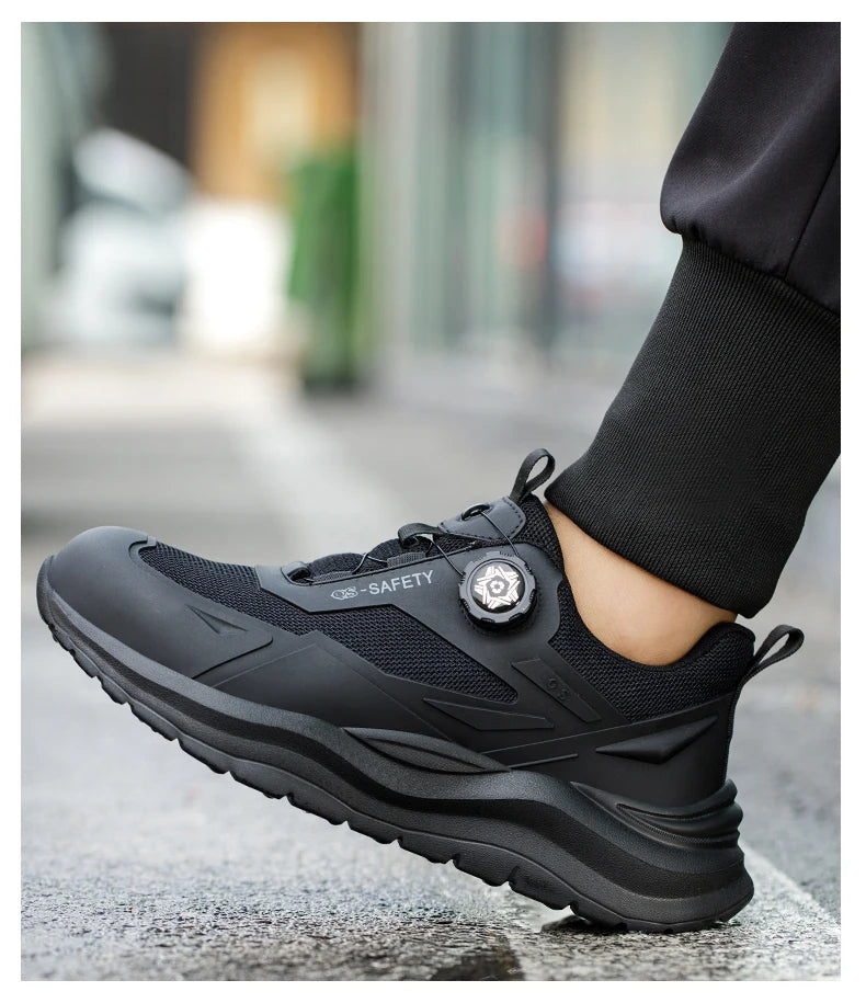 Large Size 48 Men's Summer Safety Shoes Rotating Button Work Sneakers Steel Toe Shoes Puncture-Proof Protection Shoes Security