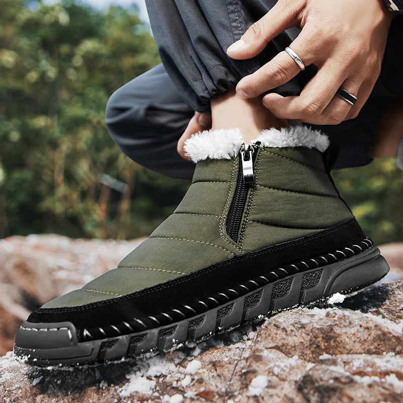 New Fashion Men's Boots Winter Plush Men Snow Boots Warm Fur Ankle Boots Outdoor Non-slip Sneakers Winter Casual  Boots Size 46