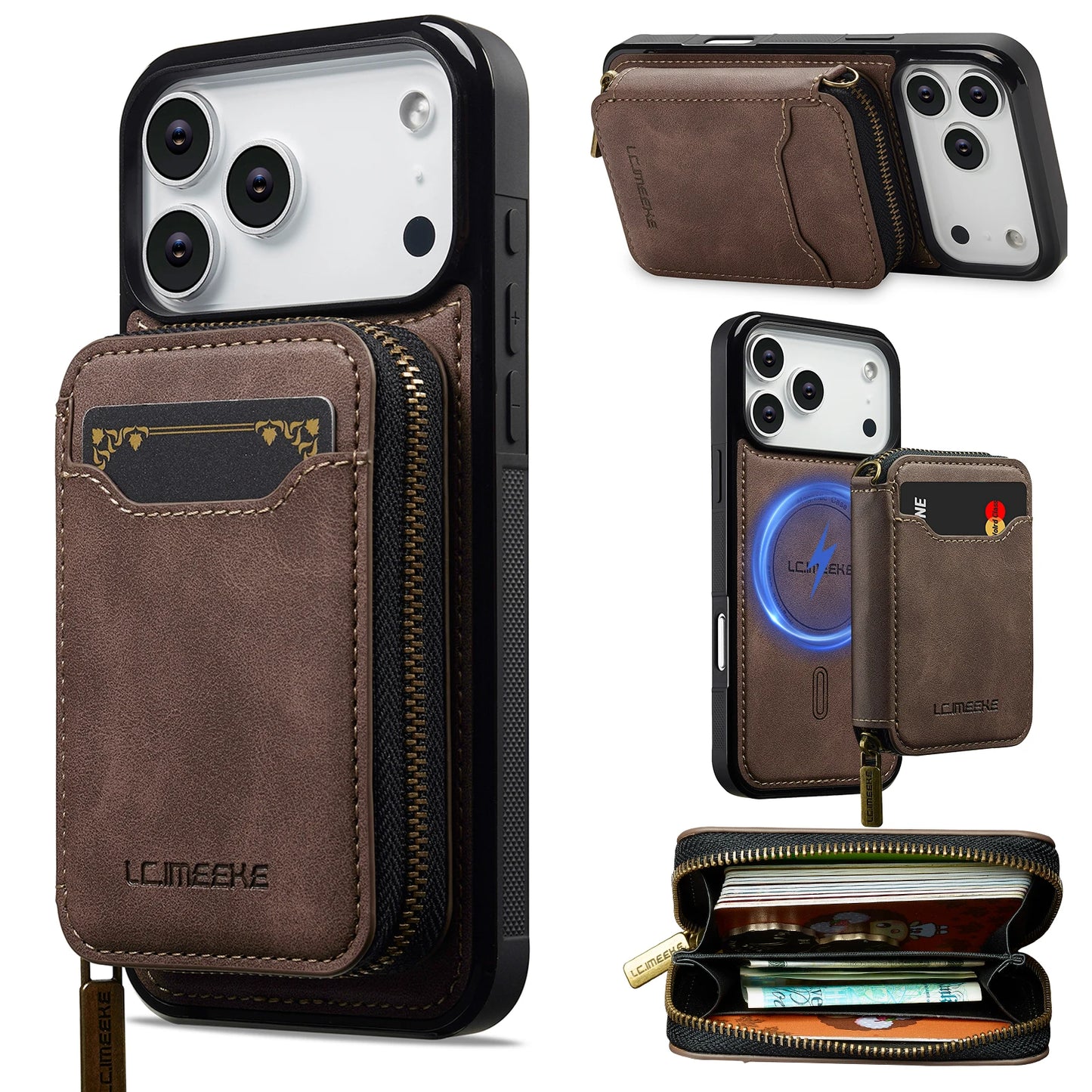 Detachable Magnetic Wallet Leather Phone Case for IPhone 17 Pro Max Air 16 Plus 15 14 13 12 11 Pro 16E Anti-Theft Brush Cover