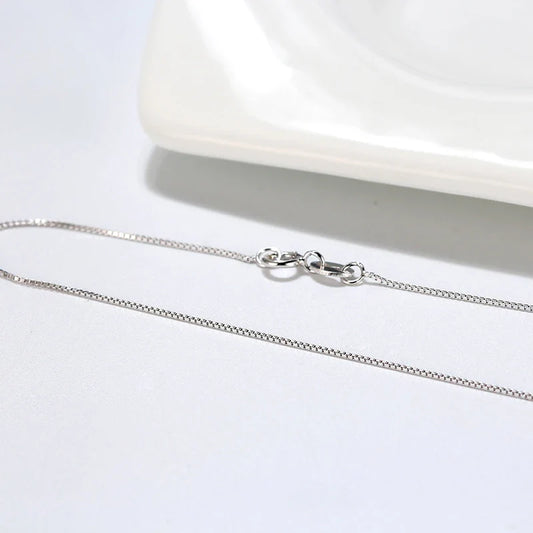 100% Genuine 925 Sterling Silver 0.6mm Box Chain Necklace Thin Chain Basic Punk 40-60cm Minimalist Jewelry SC07