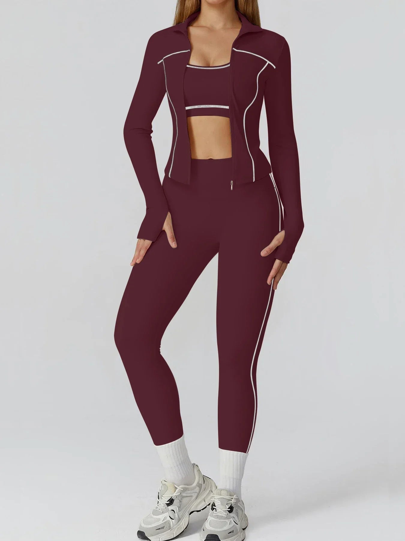 Yoga Set 2PCS Sports Outfits Women Clothes Fitness Tracksuit Gym Legging Workout Long Sleeved Female Bra Yoga Suit Sportswear