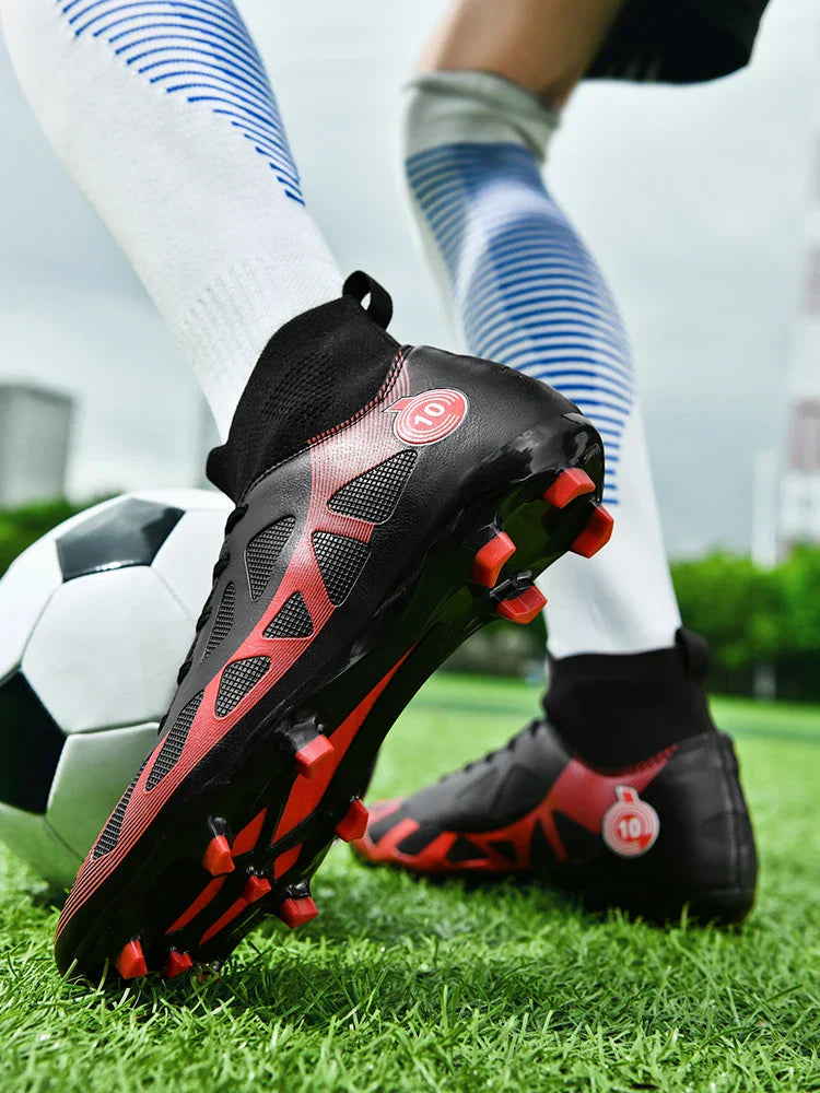 Professional Soccer Shoes Men Outdoor High-Top Sports Football Boots Boots Ag/Fg Long Spikes Artificial Grass Training Match Spi