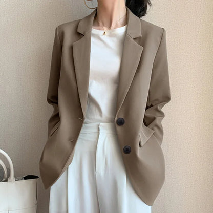 New Solid Color Blazer Coat Female Spring Autumn  Fashion Suit Jacket Ladies 2026  Advanced Long Sleeves Casual Tops Outwear