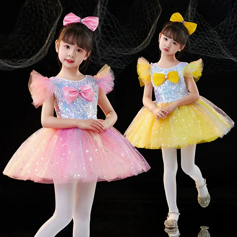 Summer Girl Dress Tutu Stage Ballet Leotards Party Girls Dresses Ballerine Dance Costumes Kids Clothes Princess Outfit Vestidos