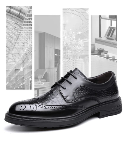 Korean Solid Color Cow Leather Shoes for Men Spring Summer New Lace Designer Brogue Shoes Man Fashion Business Casual Shoe Male