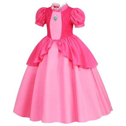 Peach Dresses For Girls Princess Costume Clothes Party Cosplay Halloween Carnival Birthday Dress Kids Vestidos
