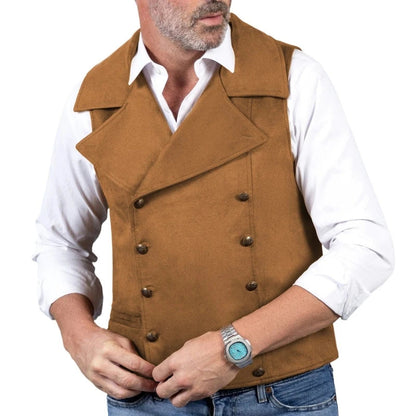 Men Vest Brown Double Button Frosted Velvet Waistcoat For Banquet Birthday Wedding Business Work Formal Set Men Suit Vest