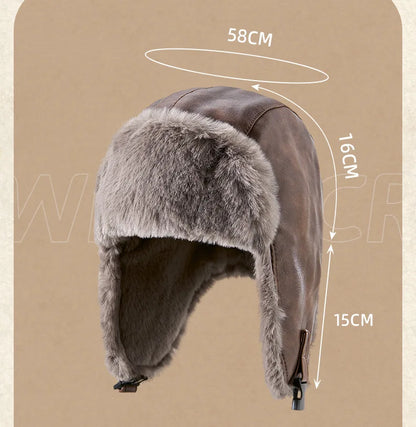 Men Winter Trapper Aviator Trooper Earflap Warm Russian Waterproof Ski Hat Women Bomber Cap Ear Protectors Dad Thick Fleece Hats