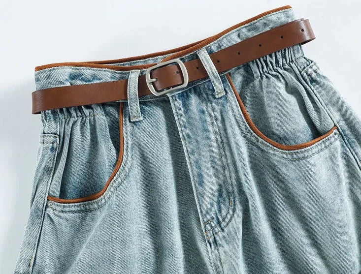 Wide Baggy Women's Denim Shorts Loose With Waist Pocket Female Short Jeans Pants Casual Harajuku Fashion Korean Style Kpop Hot