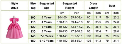 Cosplay Peach Costume for Girl Summer Bubble Sleeve Princess Elegant Dress Kids Halloween Christmas Party Dress Children Clothes