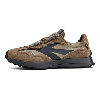 Spring Vintage Thick-soled Patchwork Black Sneakers Casual Breathable Jogging Shoes Low-top Lace-up Sporty Summer Shoes