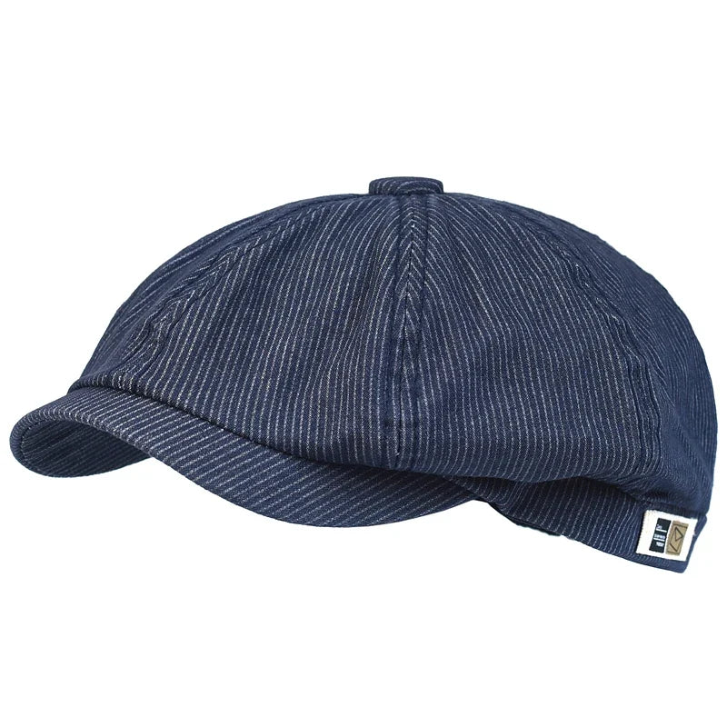 Stripe Newsboy Cap Peaky Casual Octagonal Hat Vintage Soft Berets Cap Visor Gatsby Flat Ivy Hat Four Seasons