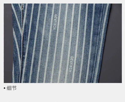Autumn and Spring Fashion American Vintage Straight-leg Striped Jeans Men's Casual Comfortable Sports High-quality Denim Pants