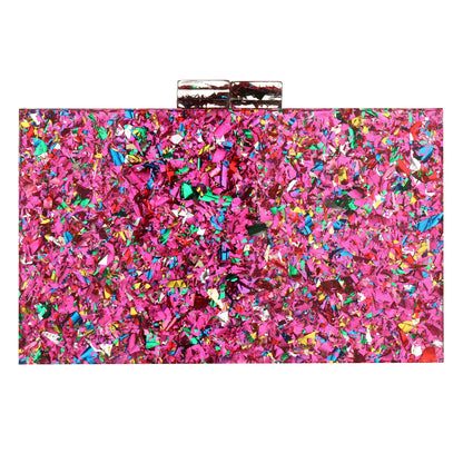 Women Handbags Evening Banquet Party Clutch Bag Rectangle Multicolor Geometric Trend Designed Acrylic Bags Chain Crossbody Bag