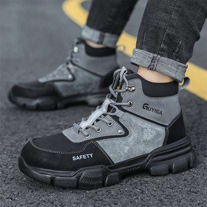 New Fashion 2026 High Top Safety Work Shoes Men Sneakers Steel Toe Cap Anti-puncture Indestructible Construction Site Boots