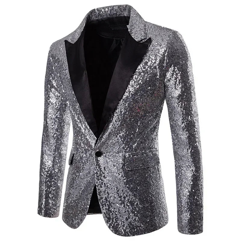 Men's Performance Jacket Gold Sequins Boutique High-end Men's Suits Blazer Korean Nightclub Wedding Host Suits Jacket Male