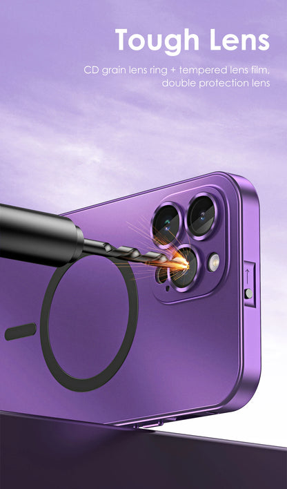 Aluminum Metal Frame Magnetic Case For iPhone 13 12 14 15 16 17 Pro Max For Magsafe Wireless Charging Lens Film PC Back Panel