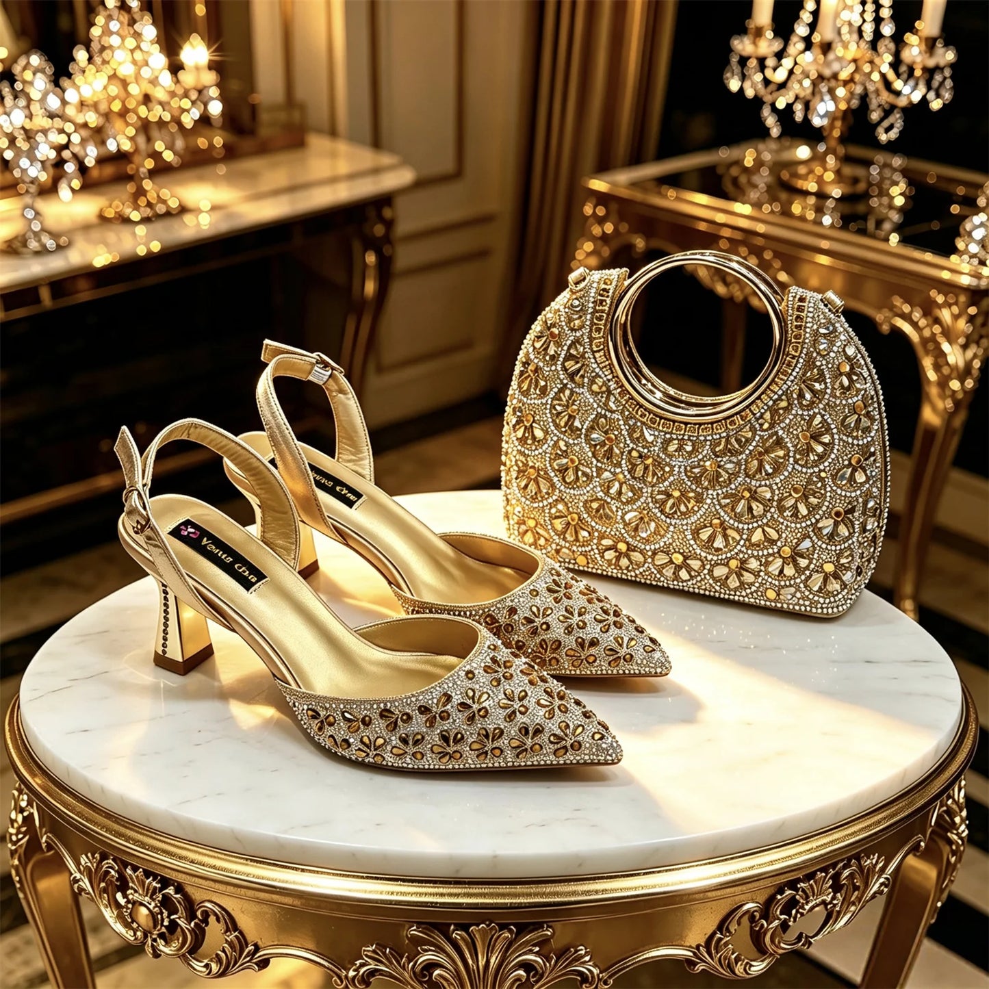 2026 New INS Italian Design Fuchsia Rhinestone Pointed Toe High Heels with Matching Handbag Set Elegant Wedding and Party Shoe