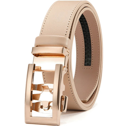 DOOPAI New Mens Belt Hollow Automatic Mens Belt Genuine Leather Luxury Belt  For Men Belt Male Strap Male Metal Automatic Buckle